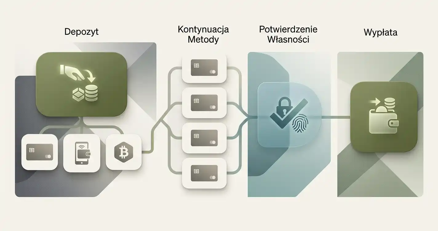 Schemat przepływu od depozytu przez weryfikację metody do wypłaty