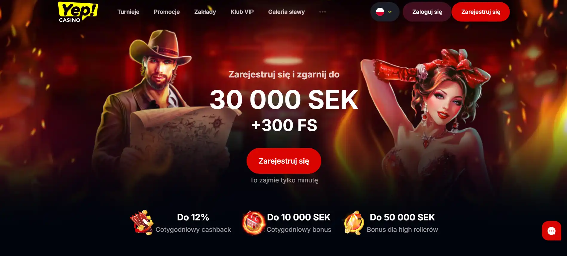 Aktualny blok promocji Yep Casino na polskiej stronie marki